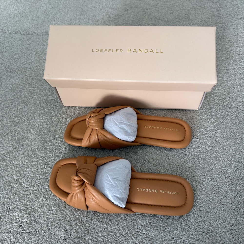 Loeffler Randall Women's Brown Knotted Slide Sandals